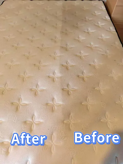 Mattress photograph labelled After on the left and Before on the right